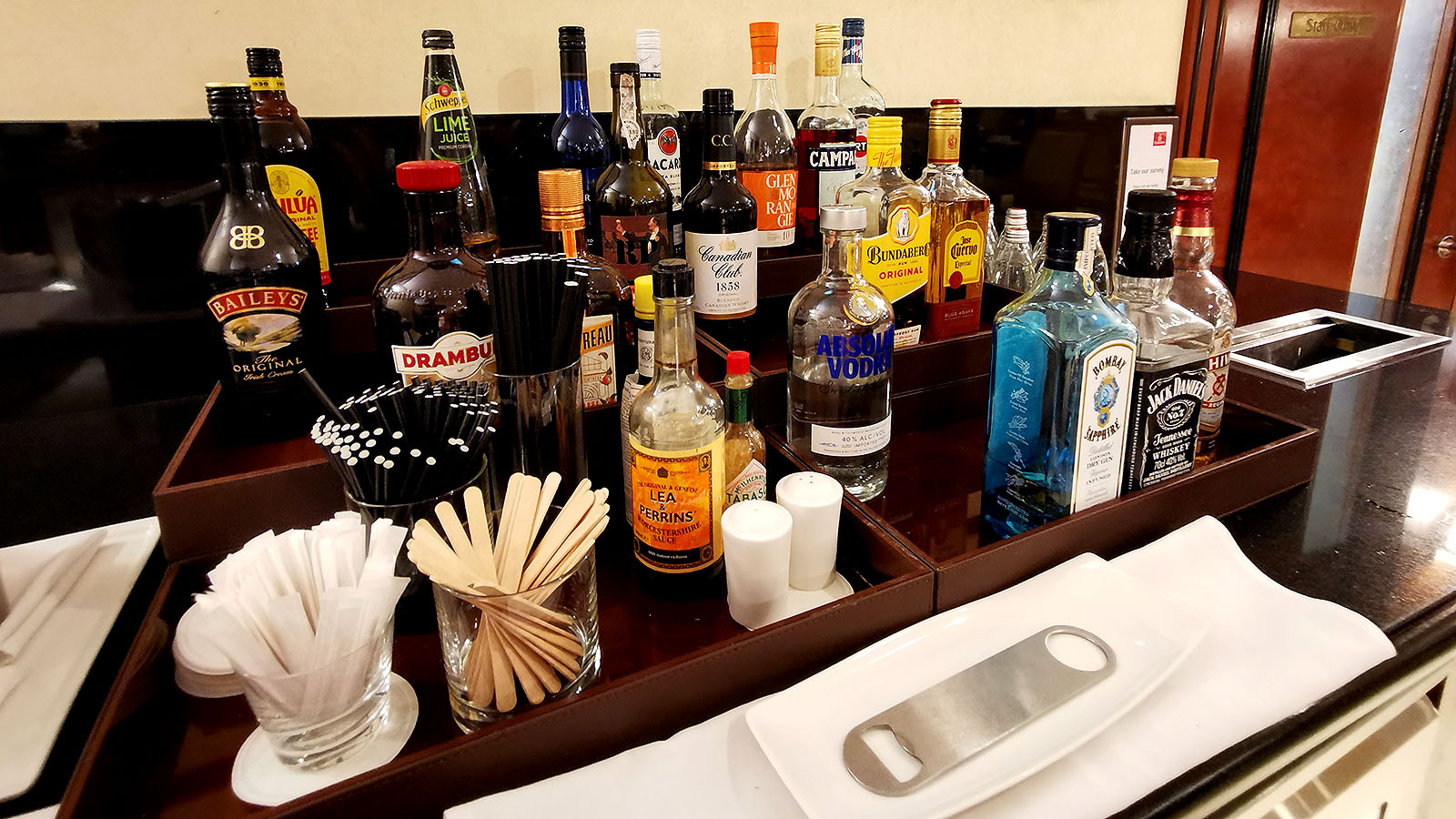 Liquor in the Emirates Lounge in Sydney