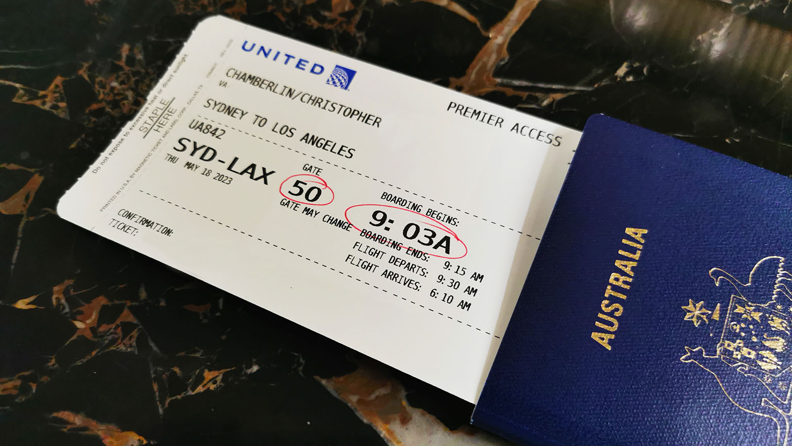 United Airlines ticket