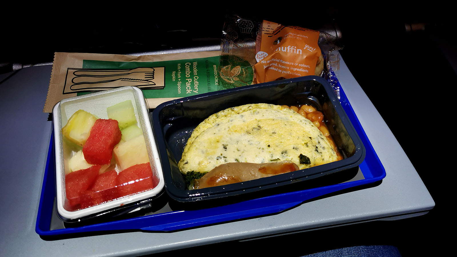 Breakfast in United Airlines Boeing 787 Economy