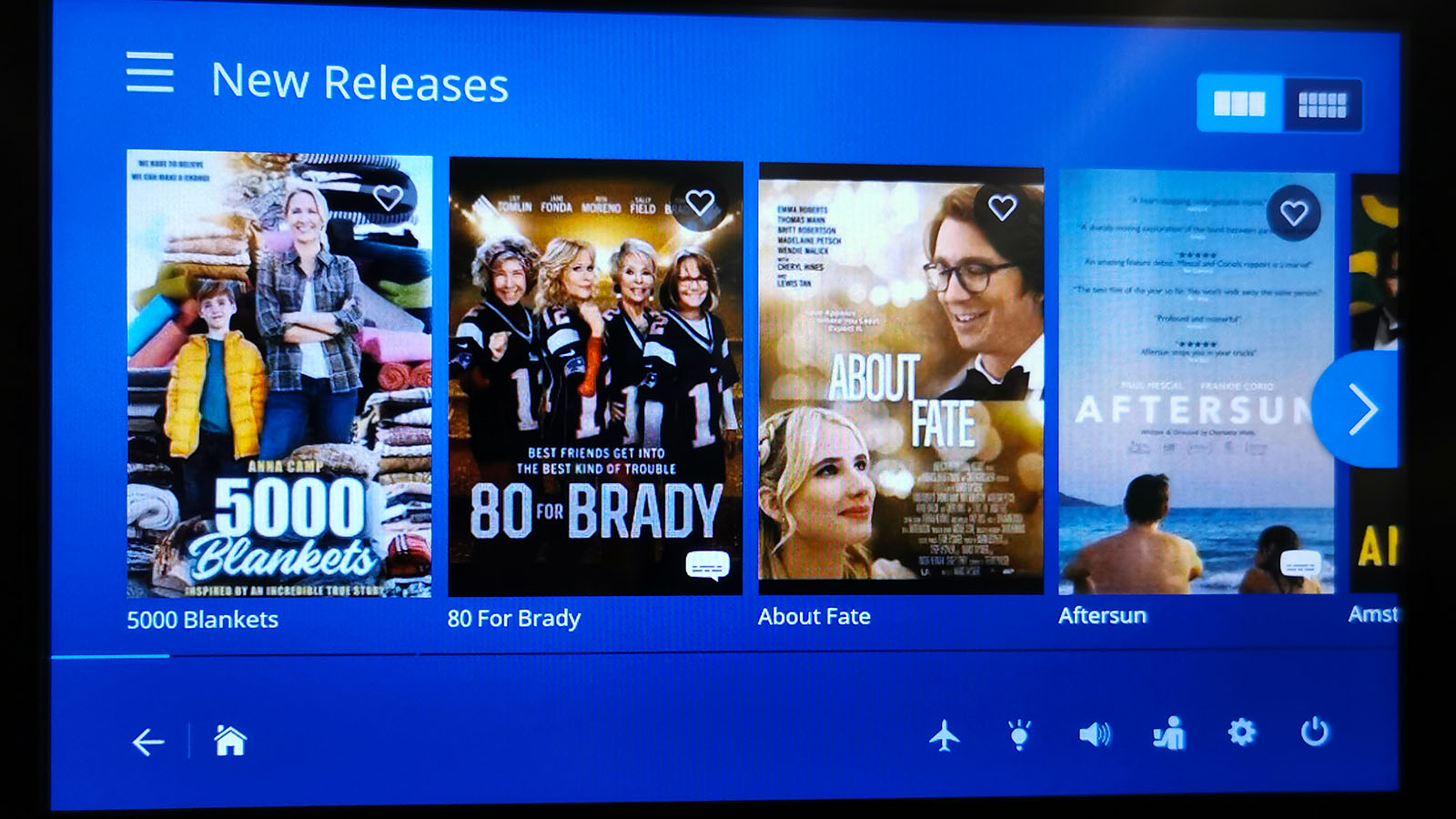 Movies in United Airlines Boeing 787 Economy