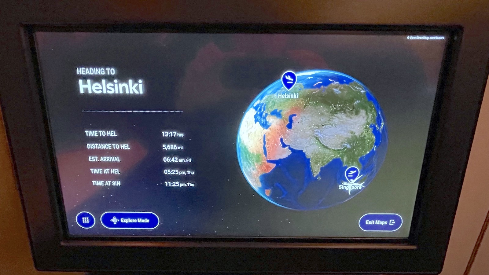 Finnair A350 Business Class Entertainment Screen