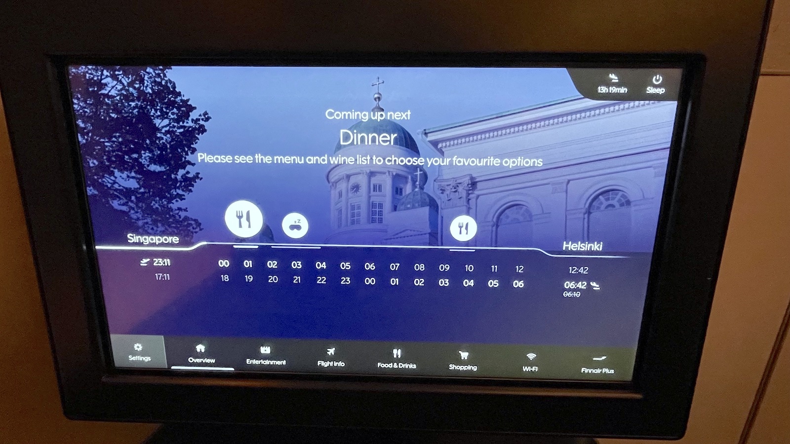 Finnair A350 Business Class Entertainment Screen Up Next In-flight Service