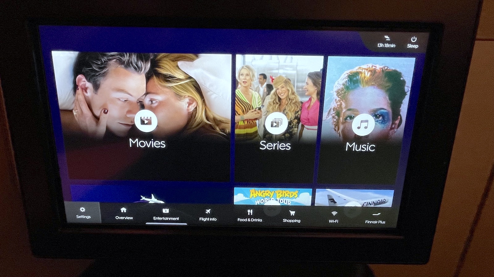 Finnair A350 Business Class Entertainment Screen Dashboard