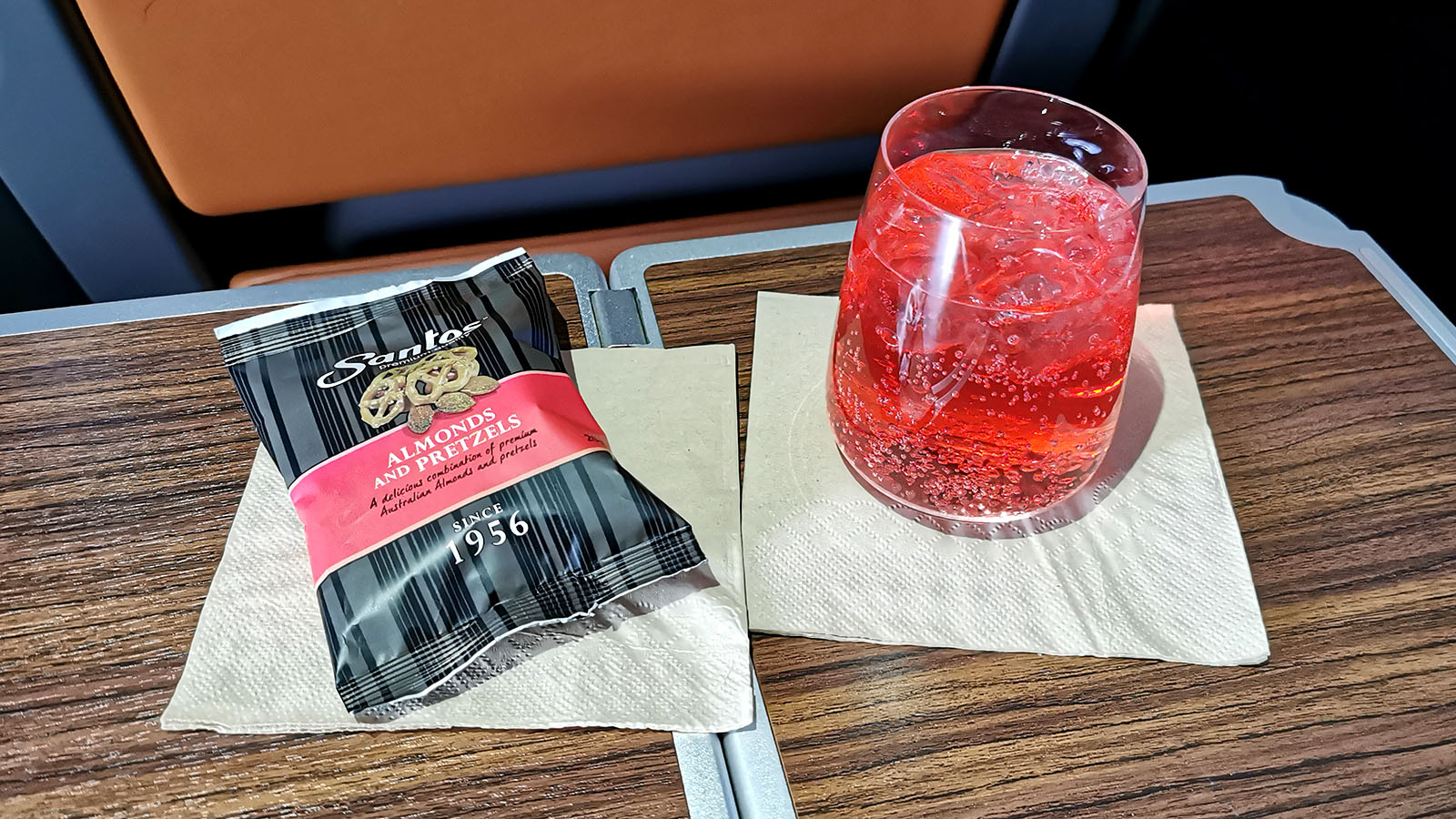 Cocktail in Qantas A380 Premium Economy
