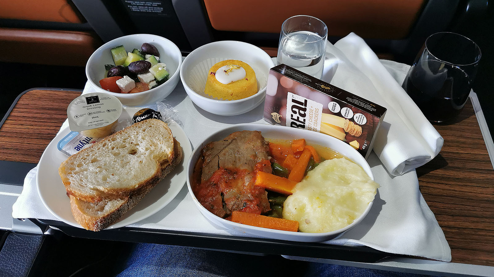Hot meal in Qantas A380 Premium Economy