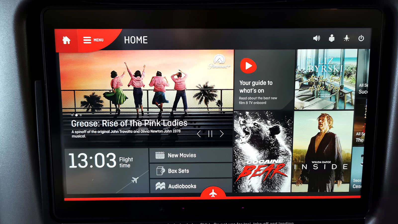 TV options in Qantas A380 Premium Economy