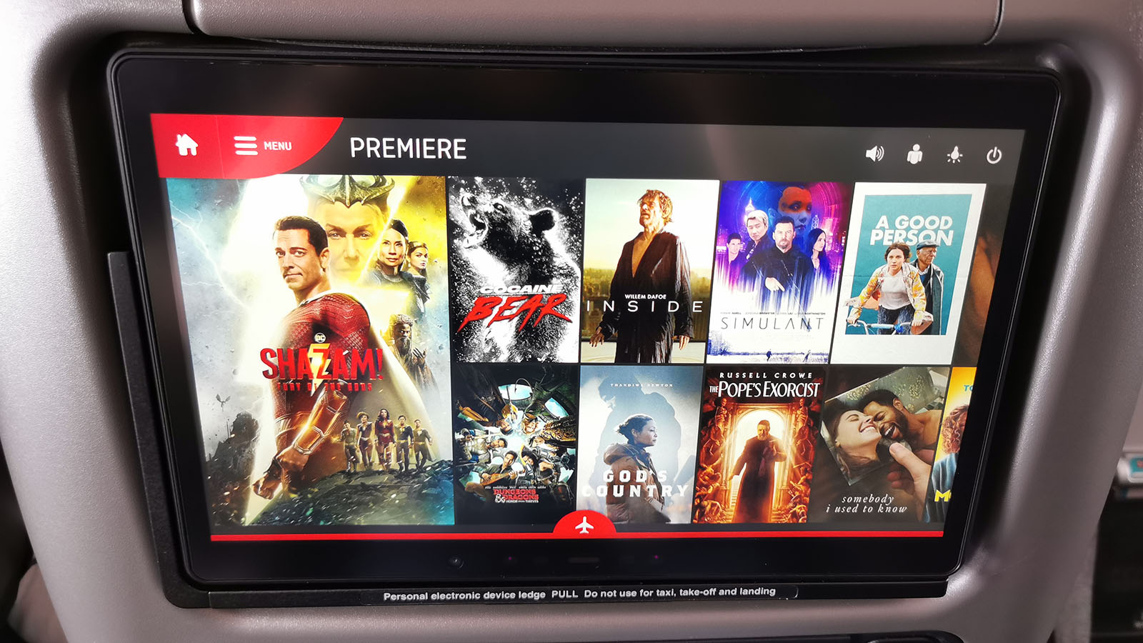 Entertainment content in Qantas A380 Premium Economy