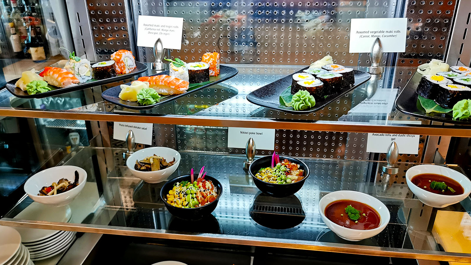 Japanese food in the Emirates First Class Lounge in Dubai Concourse A