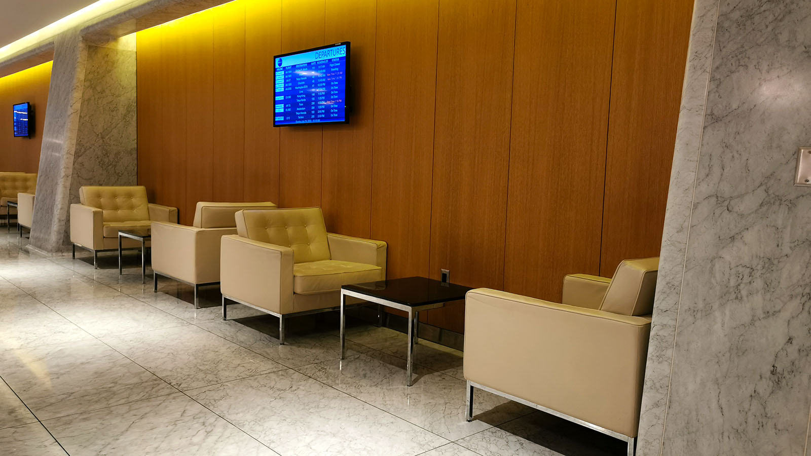 Chairs in the Qantas Los Angeles International First Lounge