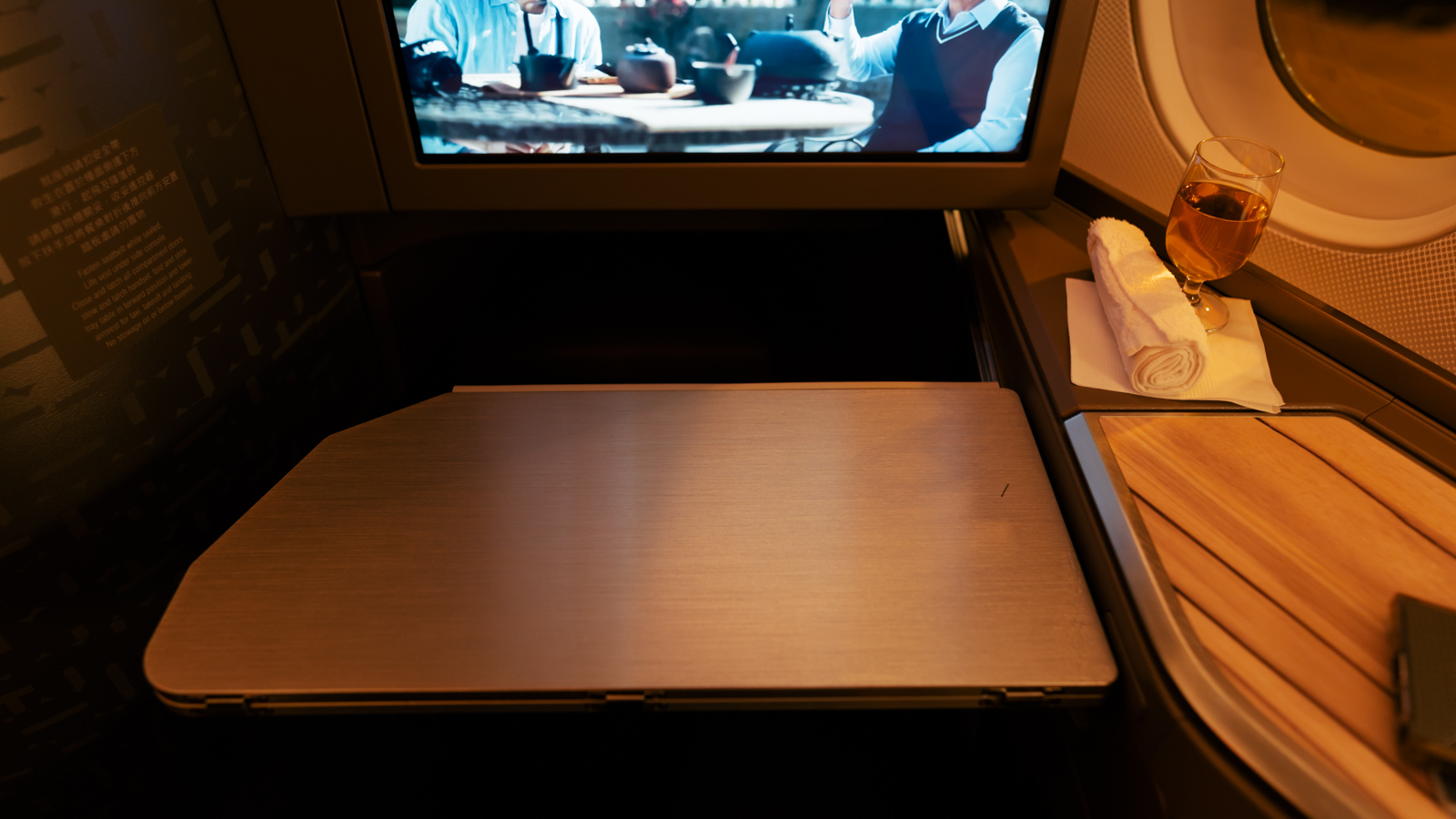 China Airlines A350 Business tray table