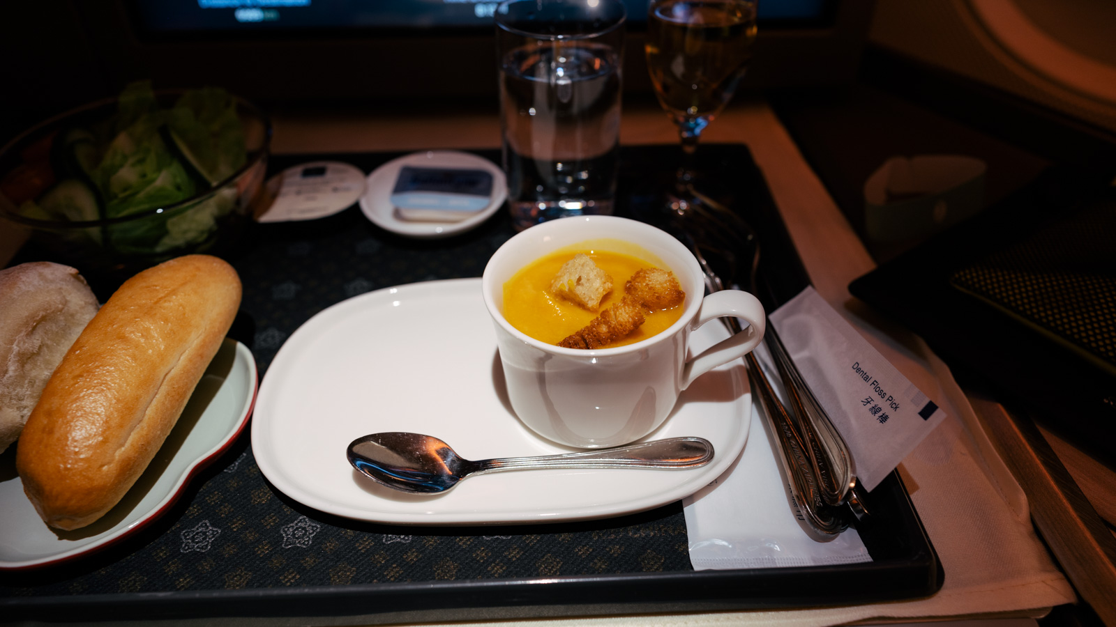 China Airlines A350 Business pumpkin soup