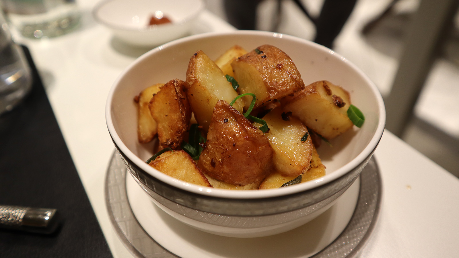 Rosemary roasted potatos in the Singapore Airlines SilverKris First Class Lounge, Melbourne