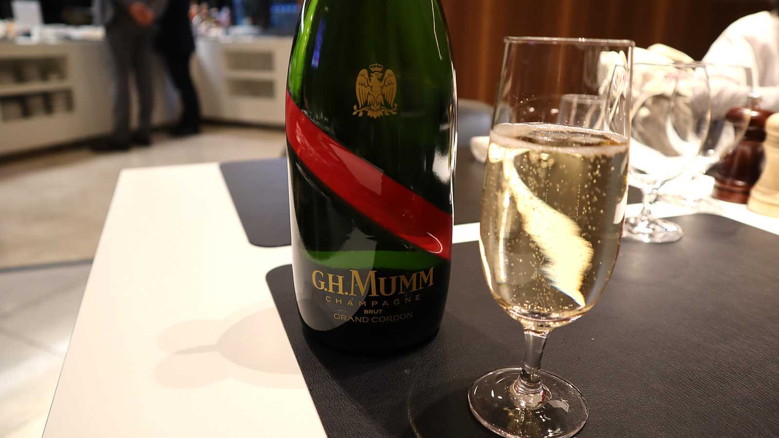 Champagne in SilverKris First Class Lounge Melbourne