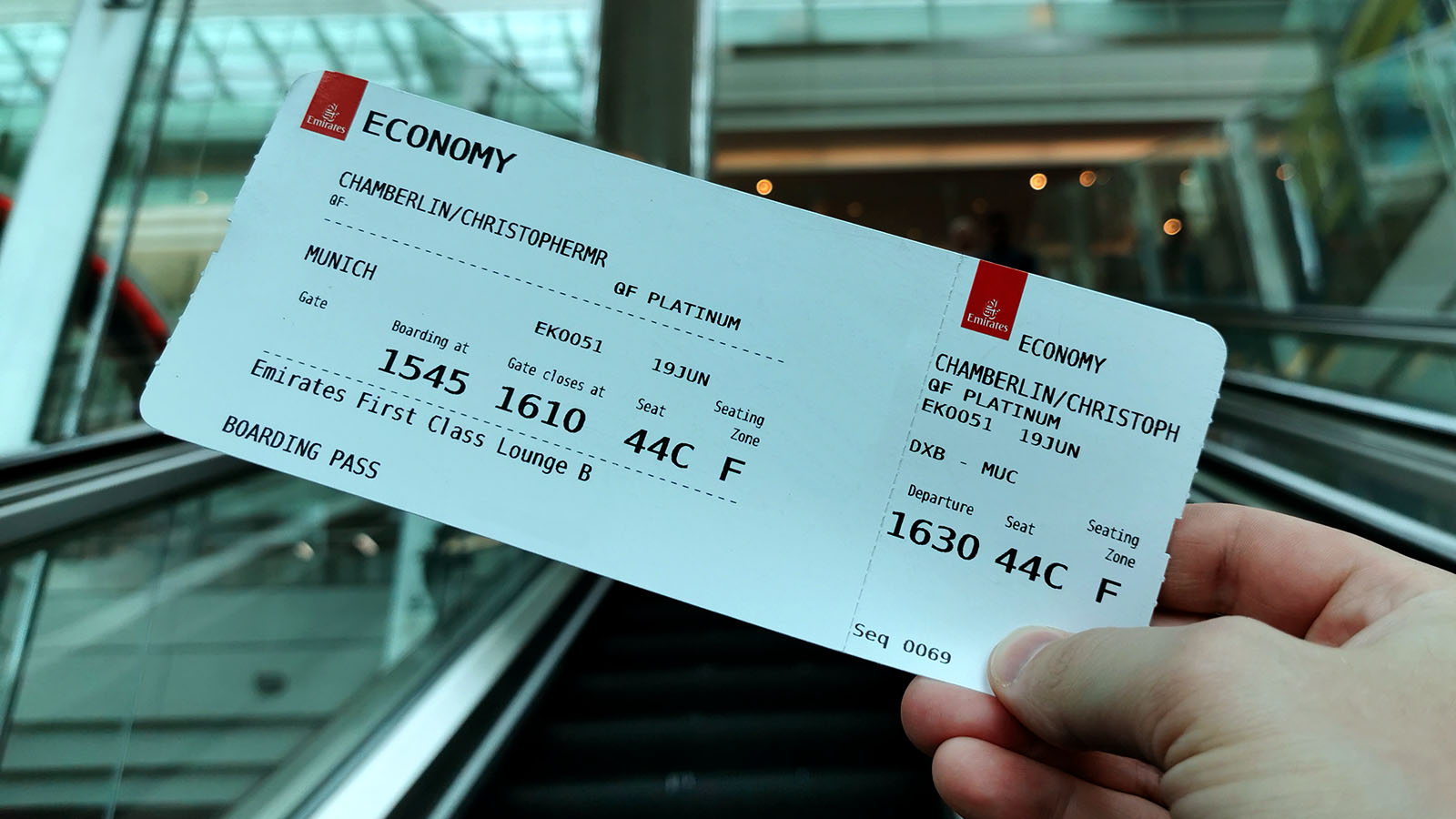 Checked in for Emirates Airbus A380 Economy