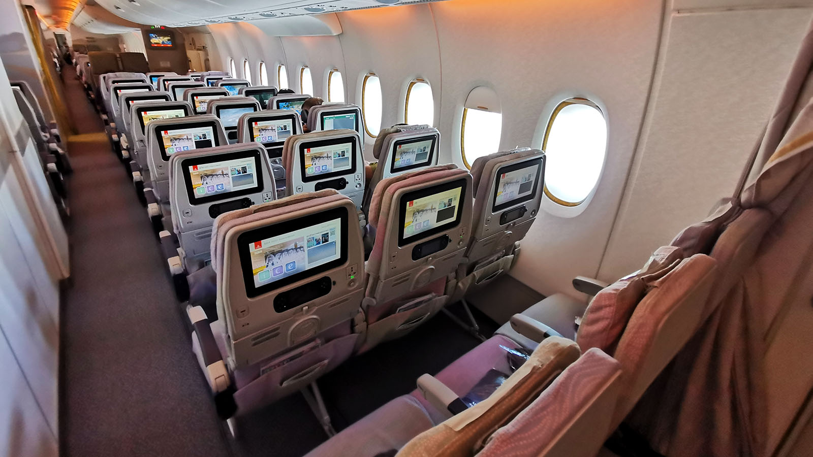 Back of aircraft in Emirates Airbus A380 Economy