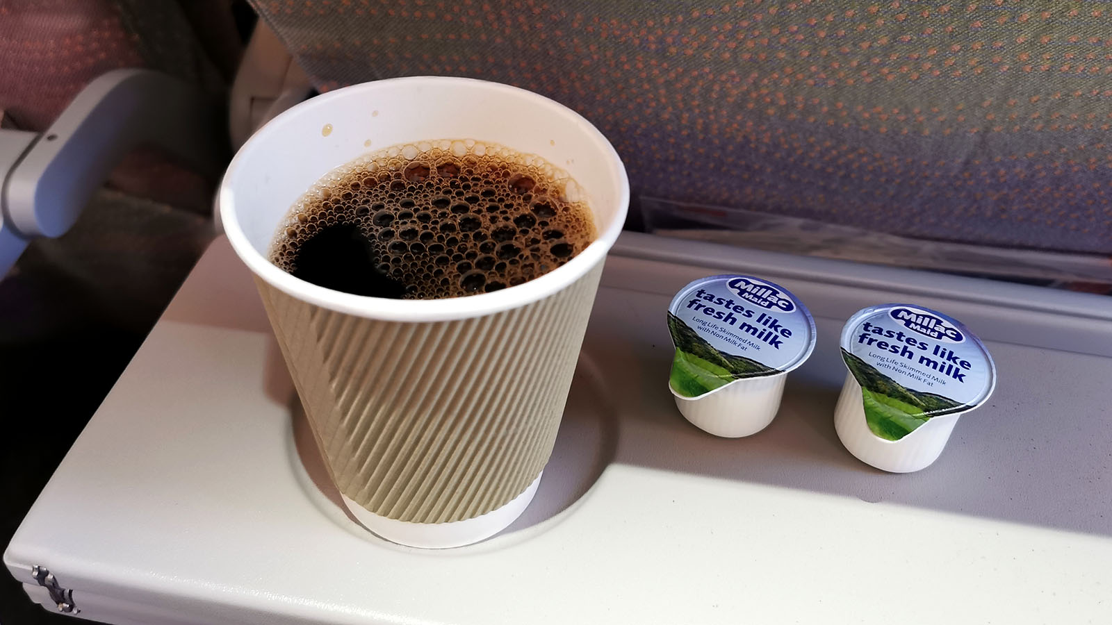 Hot drink in Emirates Airbus A380 Economy
