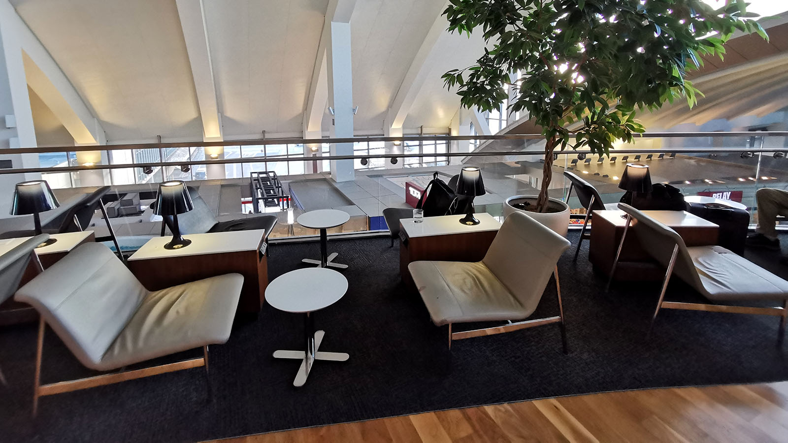 Chairs on the terrace in the Business Class Star Alliance Lounge, Los Angeles