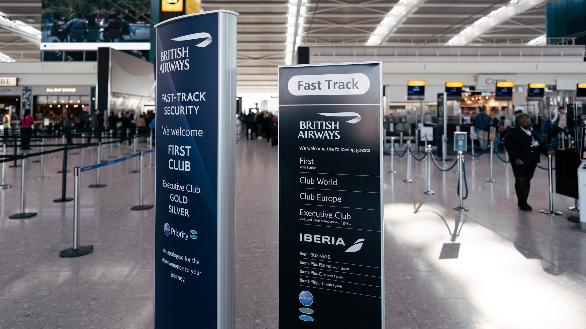 British Airways A320neo Economy Fast Track security