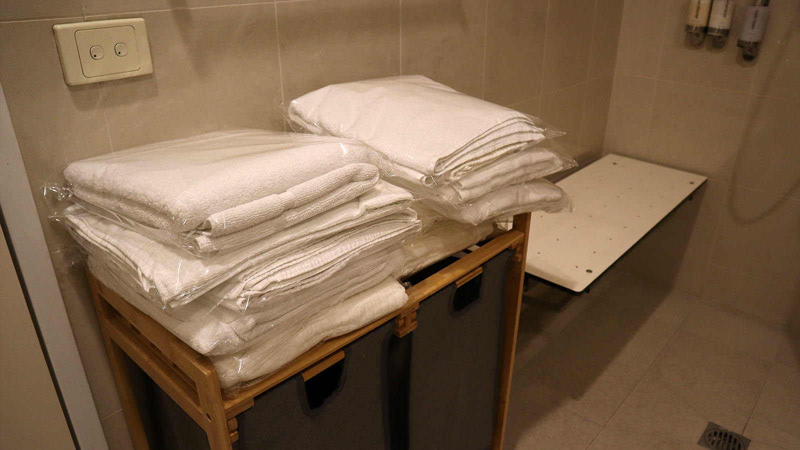 Towels in the First Class lounge