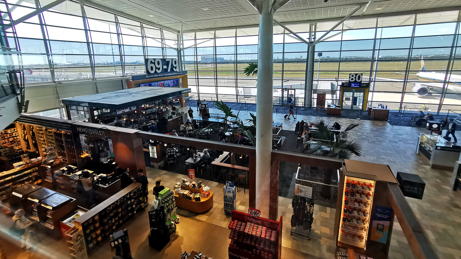 Looking from inside the Qantas International Lounge, Brisbane