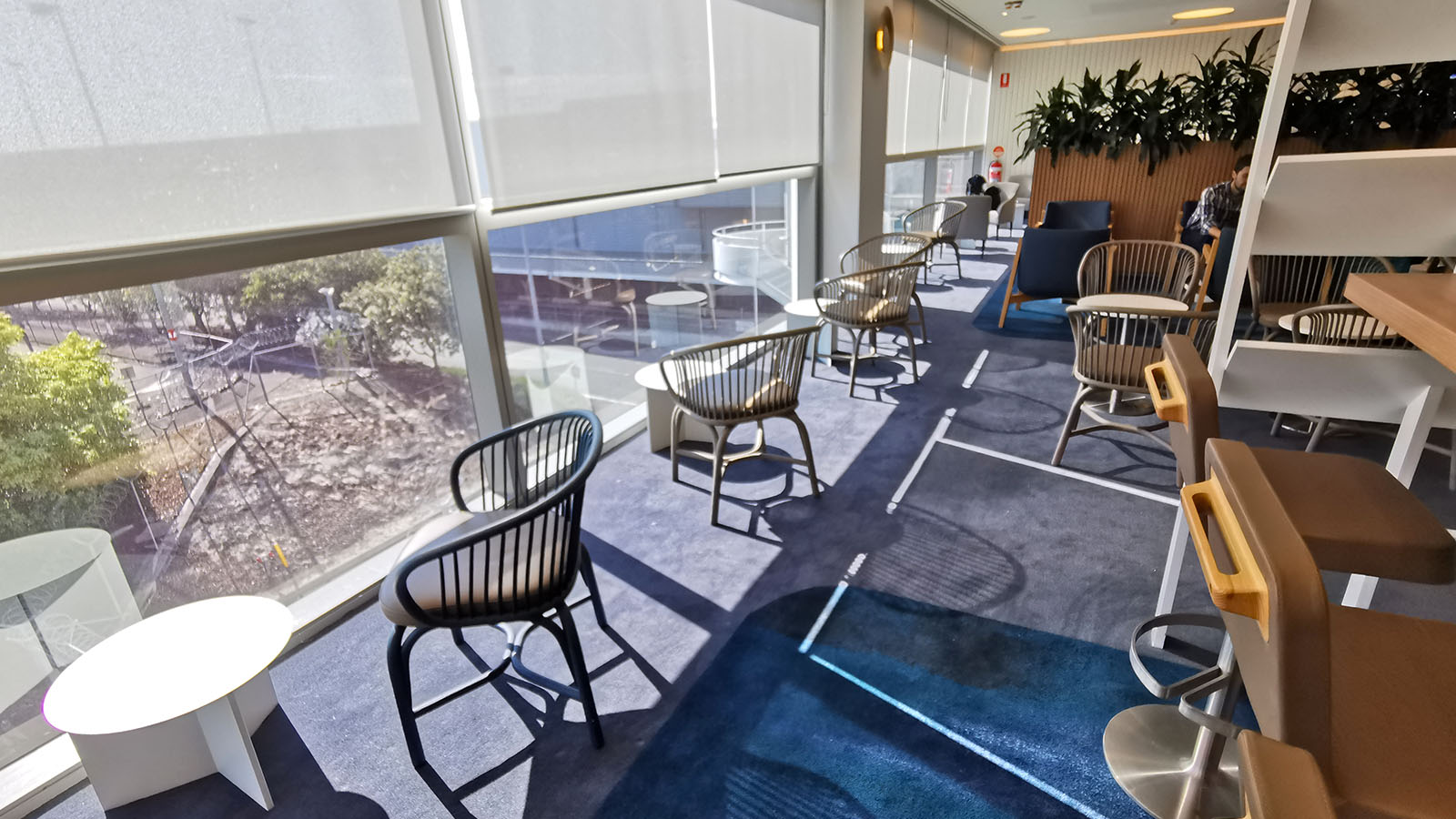 Chairs with a view in the Qantas International Lounge, Brisbane