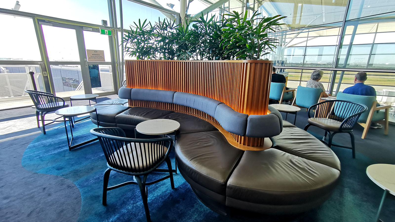 Unique design of the Qantas International Lounge, Brisbane