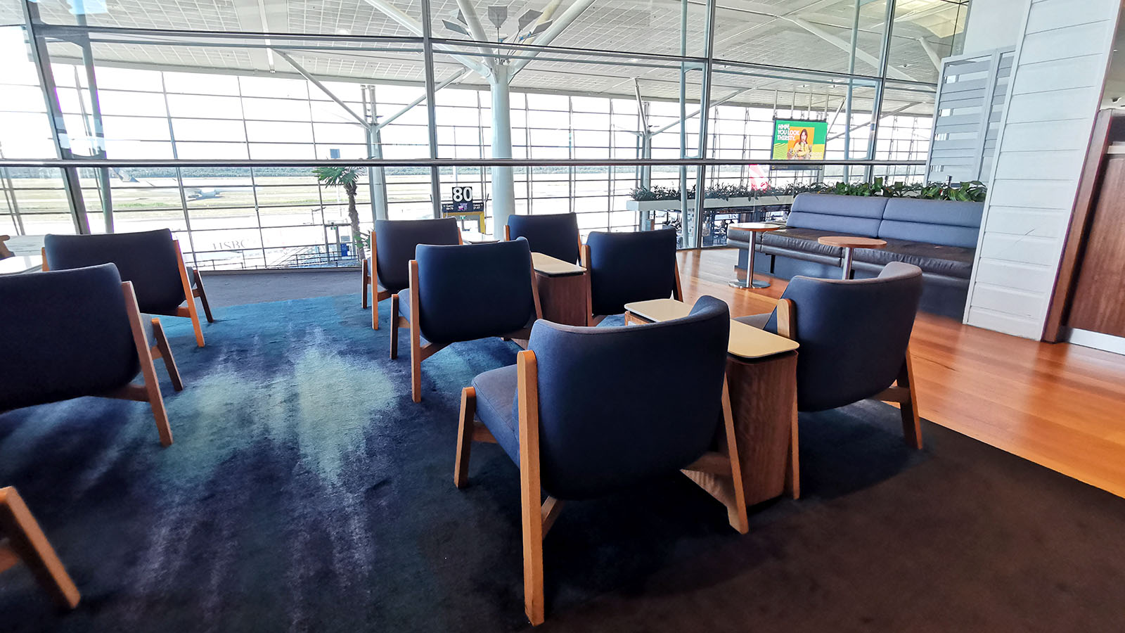 Beach-themed carpet in the Qantas International Lounge, Brisbane