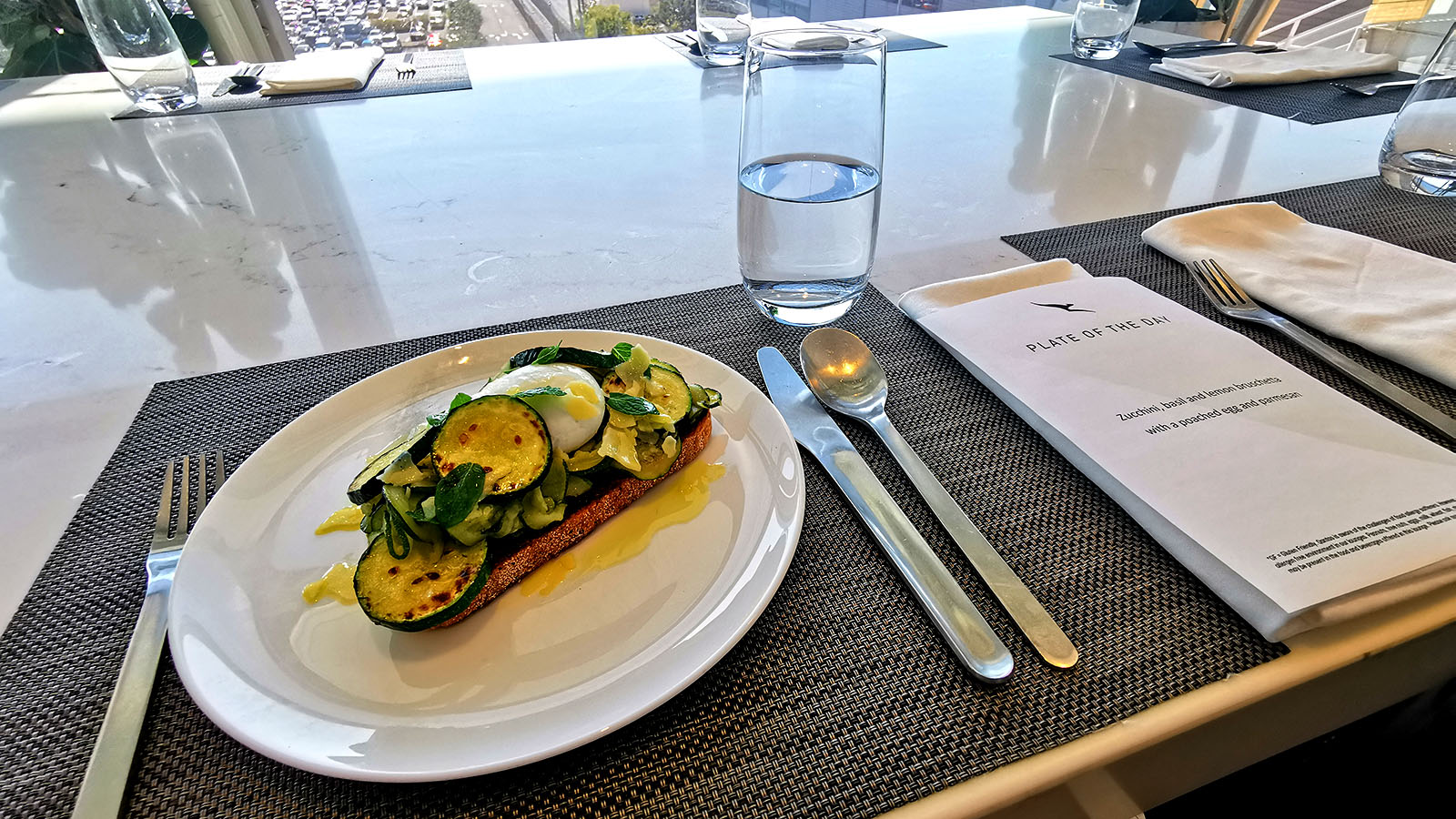 Plate of the day in the Qantas International Lounge, Brisbane