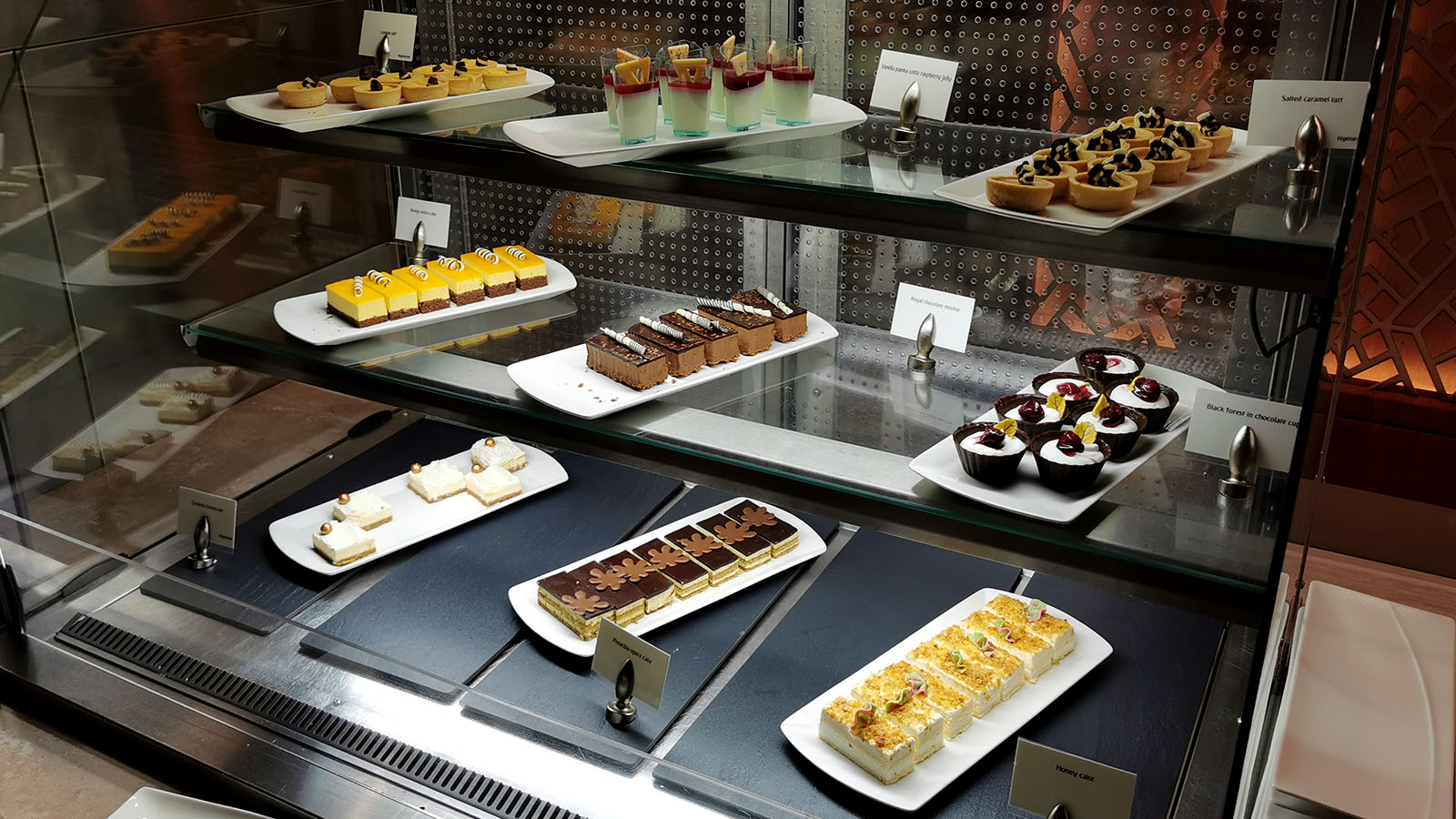 Desserts in the Emirates Business Class Lounge Dubai T3, Concourse B