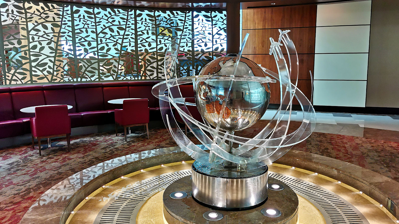 Spinning globe in the Emirates Business Class Lounge, Dubai Concourse A