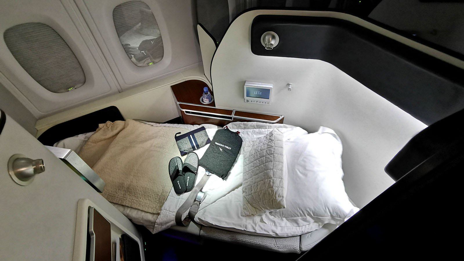 Bedtime in Qantas Airbus A380 First