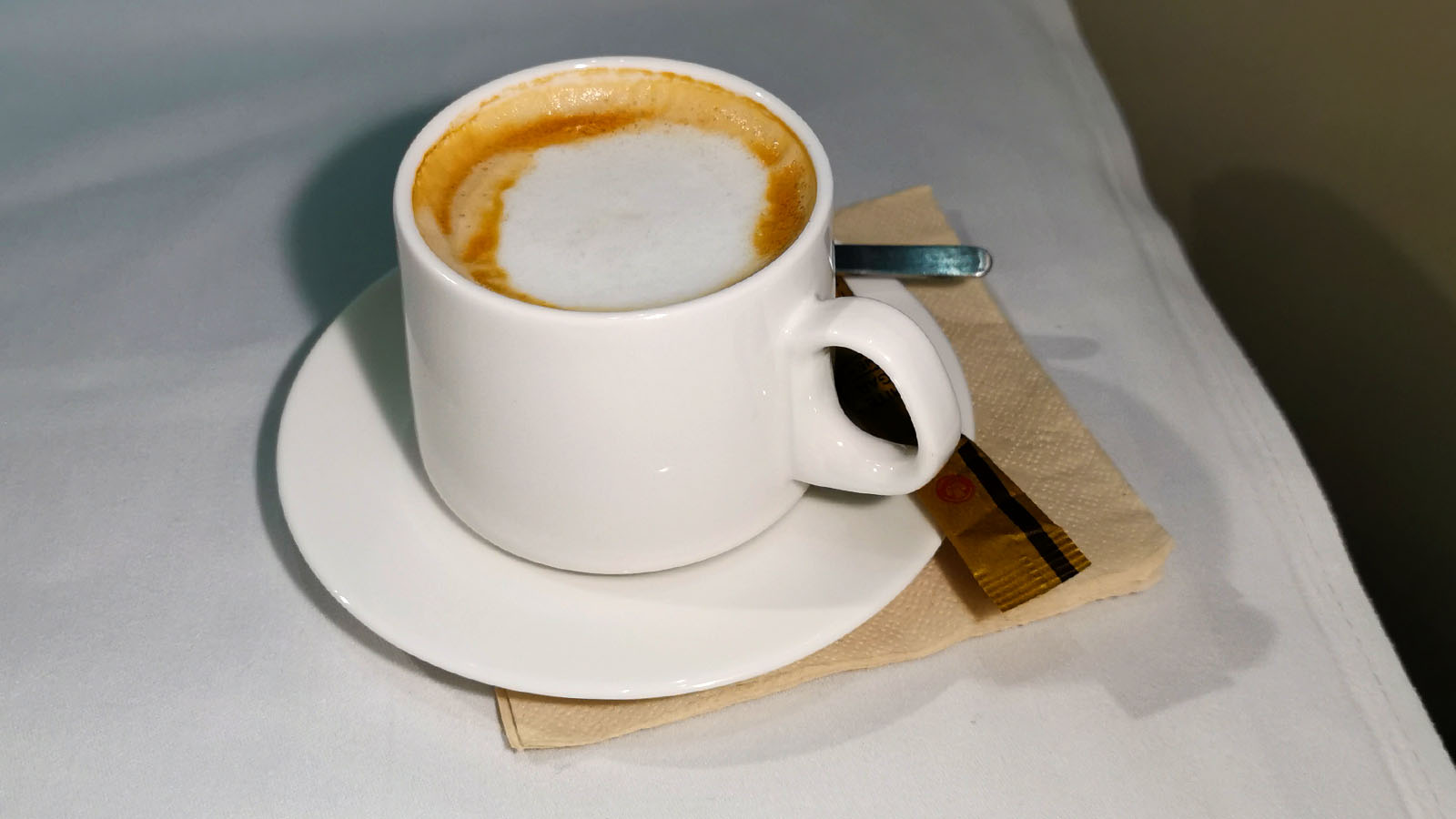 Coffee in Qantas Airbus A380 First