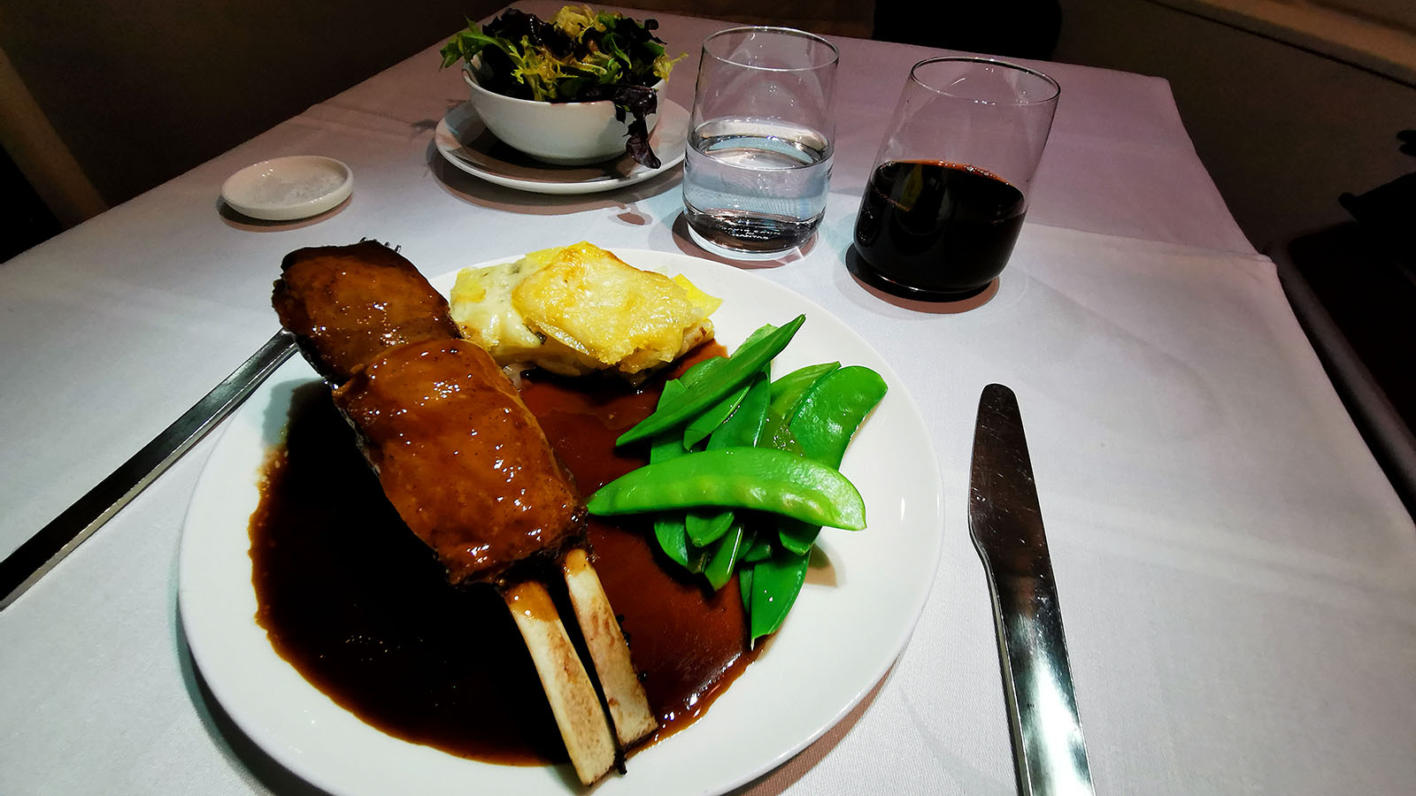 Main course in Qantas Airbus A380 First