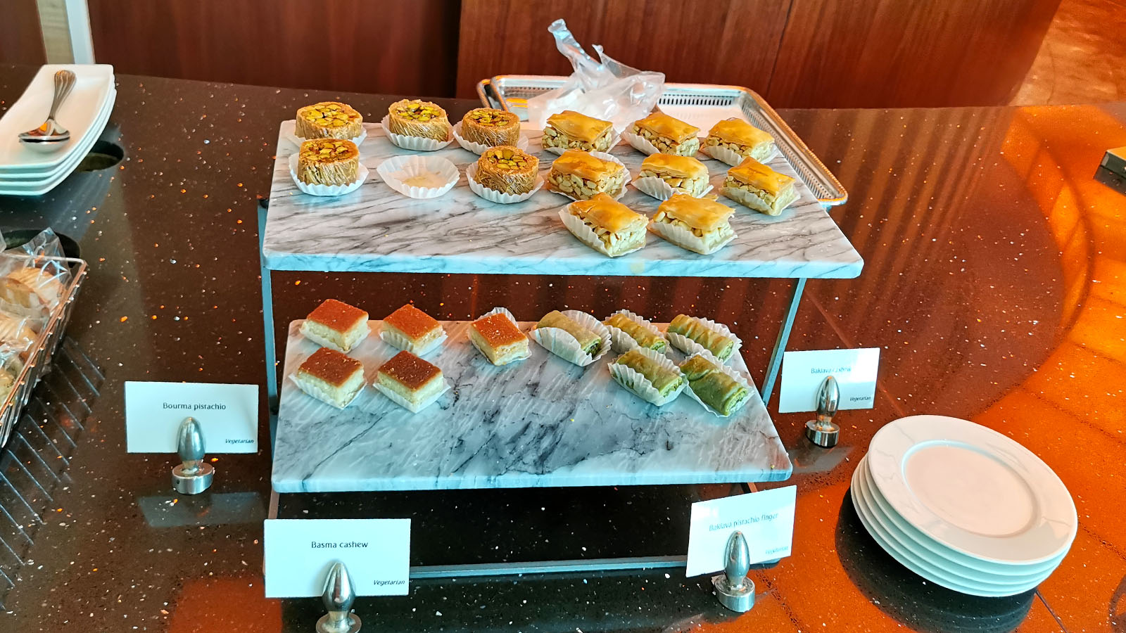 Baklava in the Emirates Business Class Lounge, Dubai Concourse A