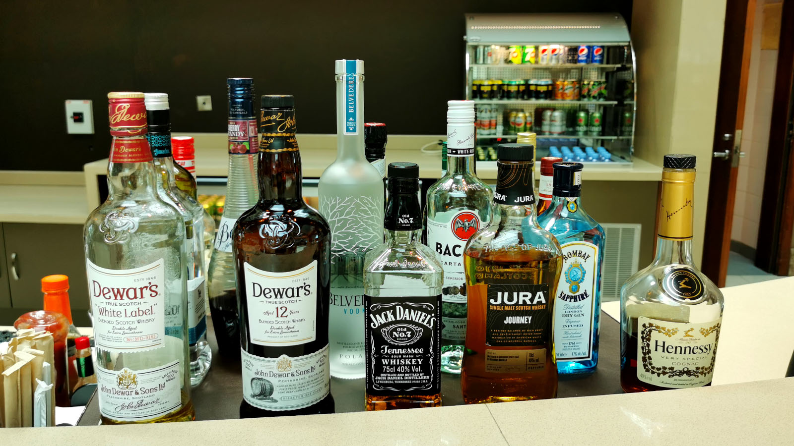 Liquor in the Emirates Business Class Lounge, Dubai Concourse A