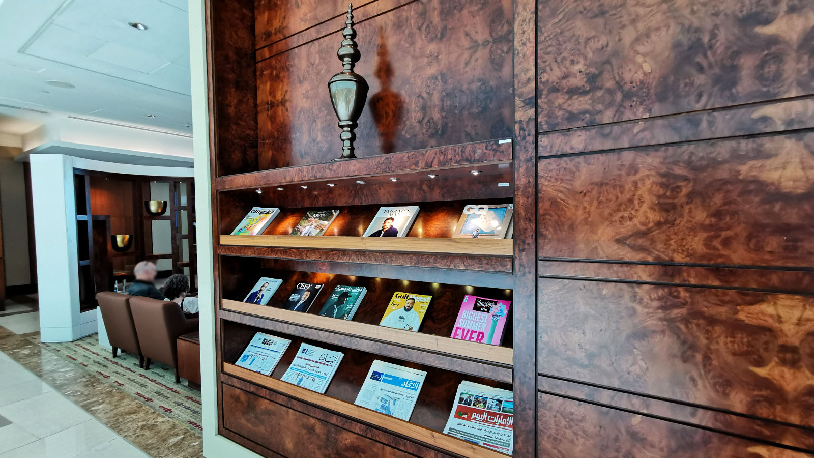 Newspapers in the Emirates Business Class Lounge, Dubai Concourse A