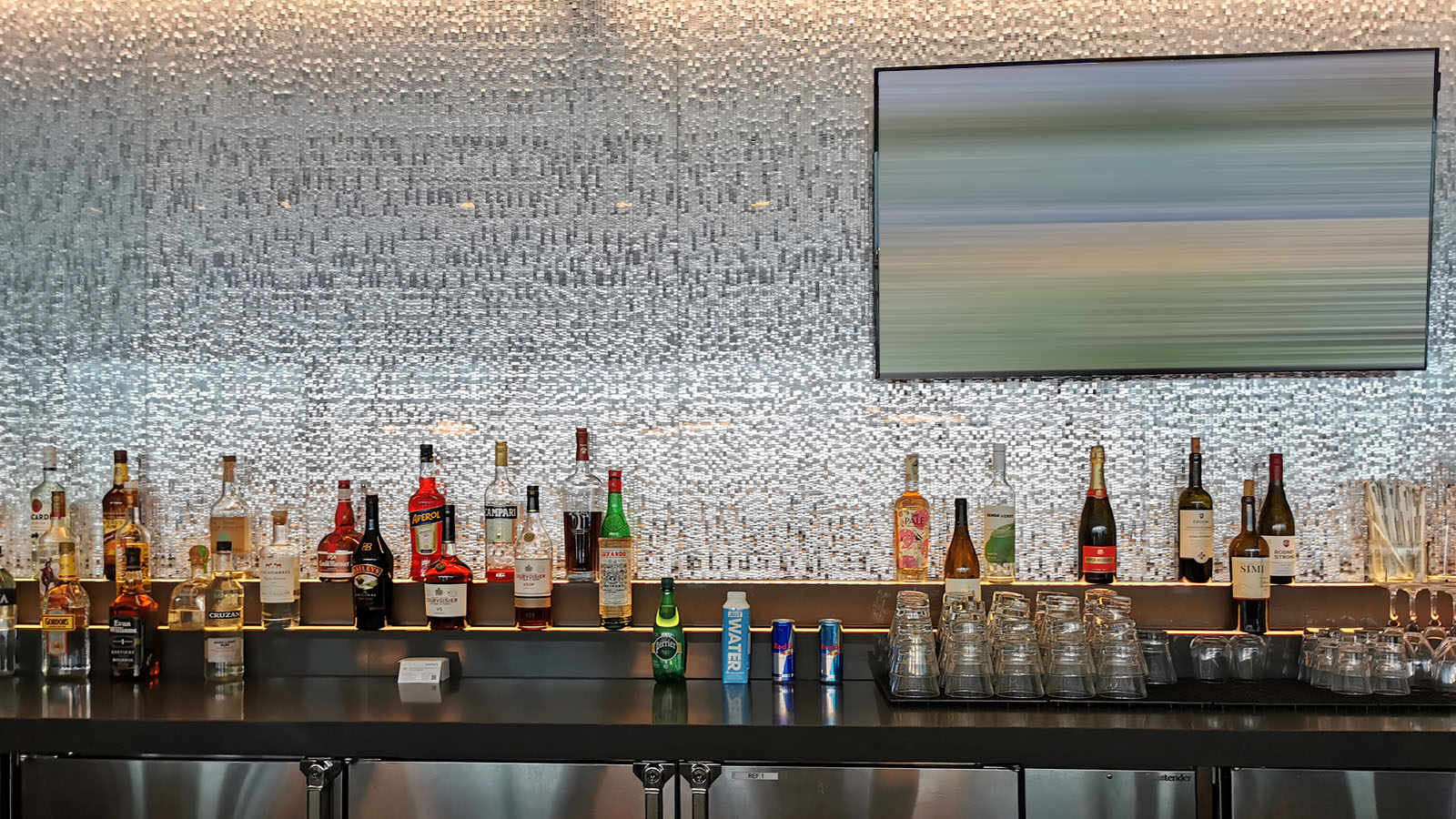 Bottles in the American Airlines Admirals Club, Los Angeles
