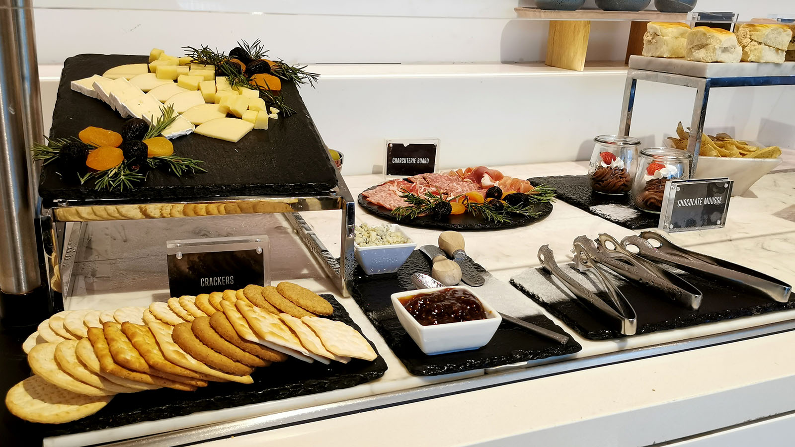 Meat and cheese in the Star Alliance Lounge (First Class), Los Angeles