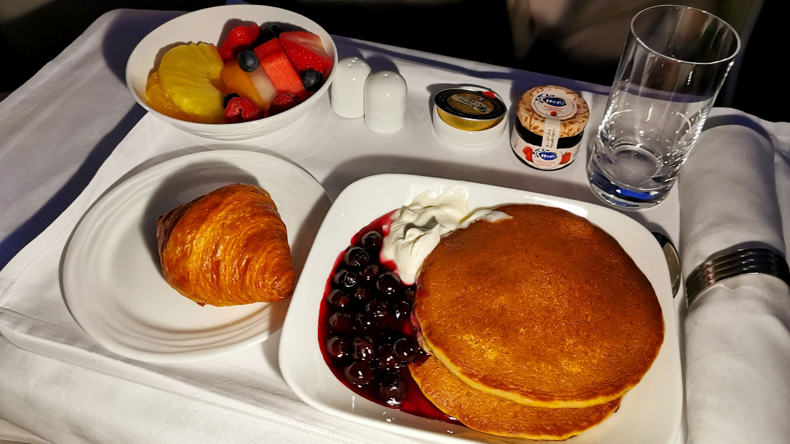 Pancakes in Emirates Airbus A380 Business Class