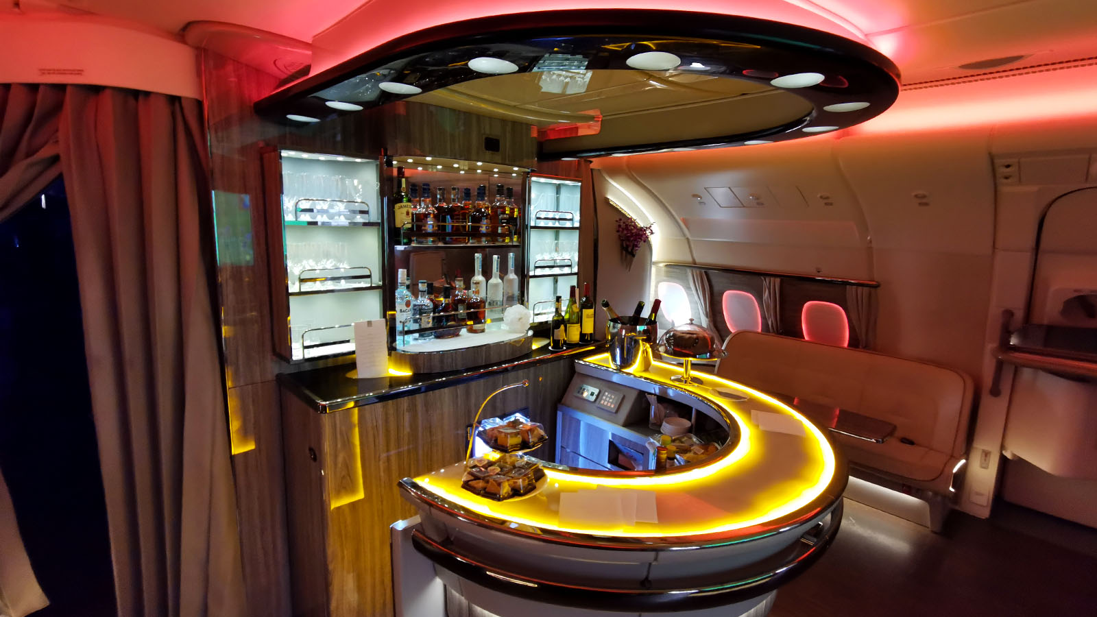 Lounge area in Emirates Airbus A380 Business Class