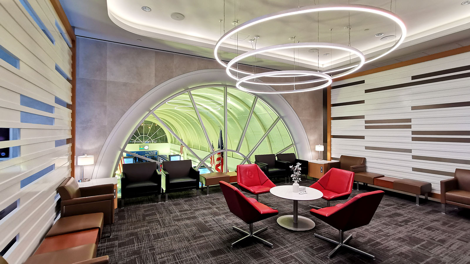 Seating in the American Airlines Flagship Lounge, Los Angeles
