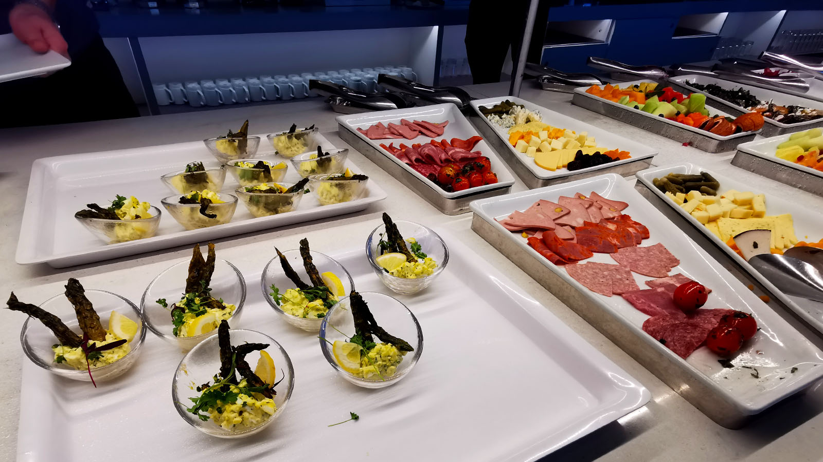 Meat and cheese in the American Airlines Flagship Lounge, Los Angeles