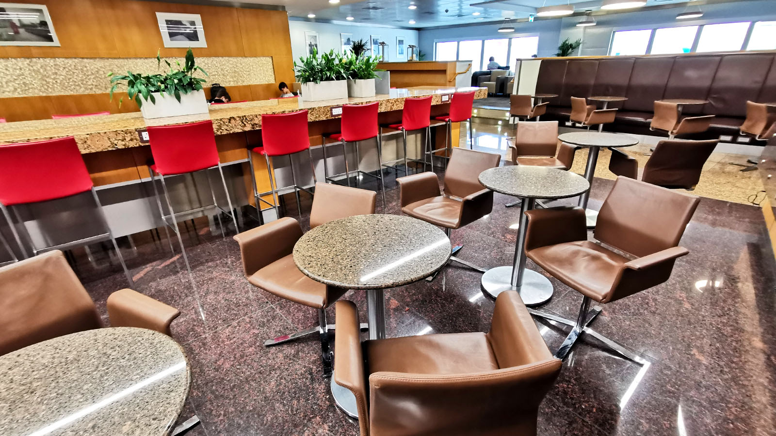 Main space in the American Airlines International First Class Lounge, London Heathrow