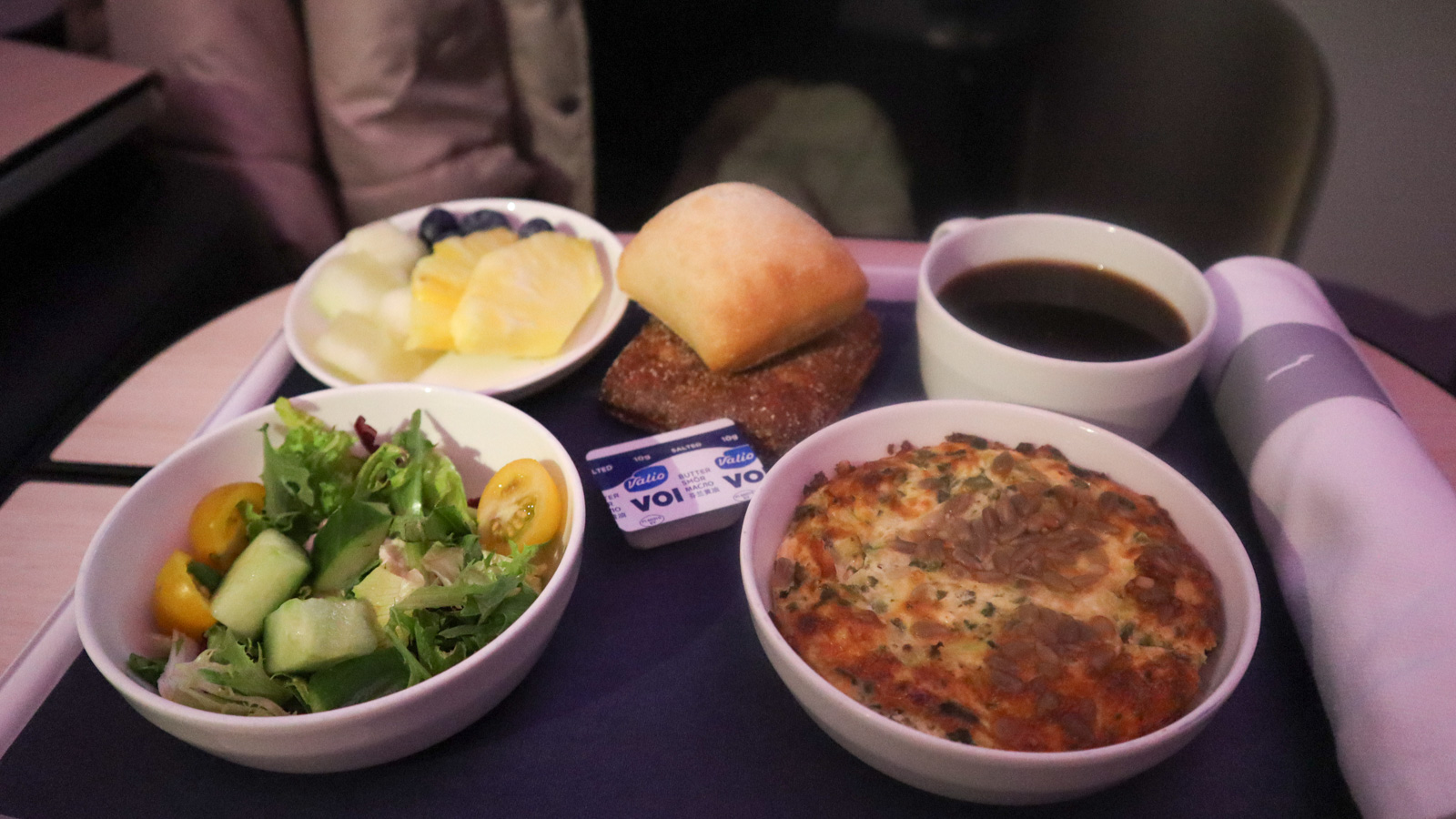 Breakfast onboard Finnair A350 Business Class from HEL-HKG