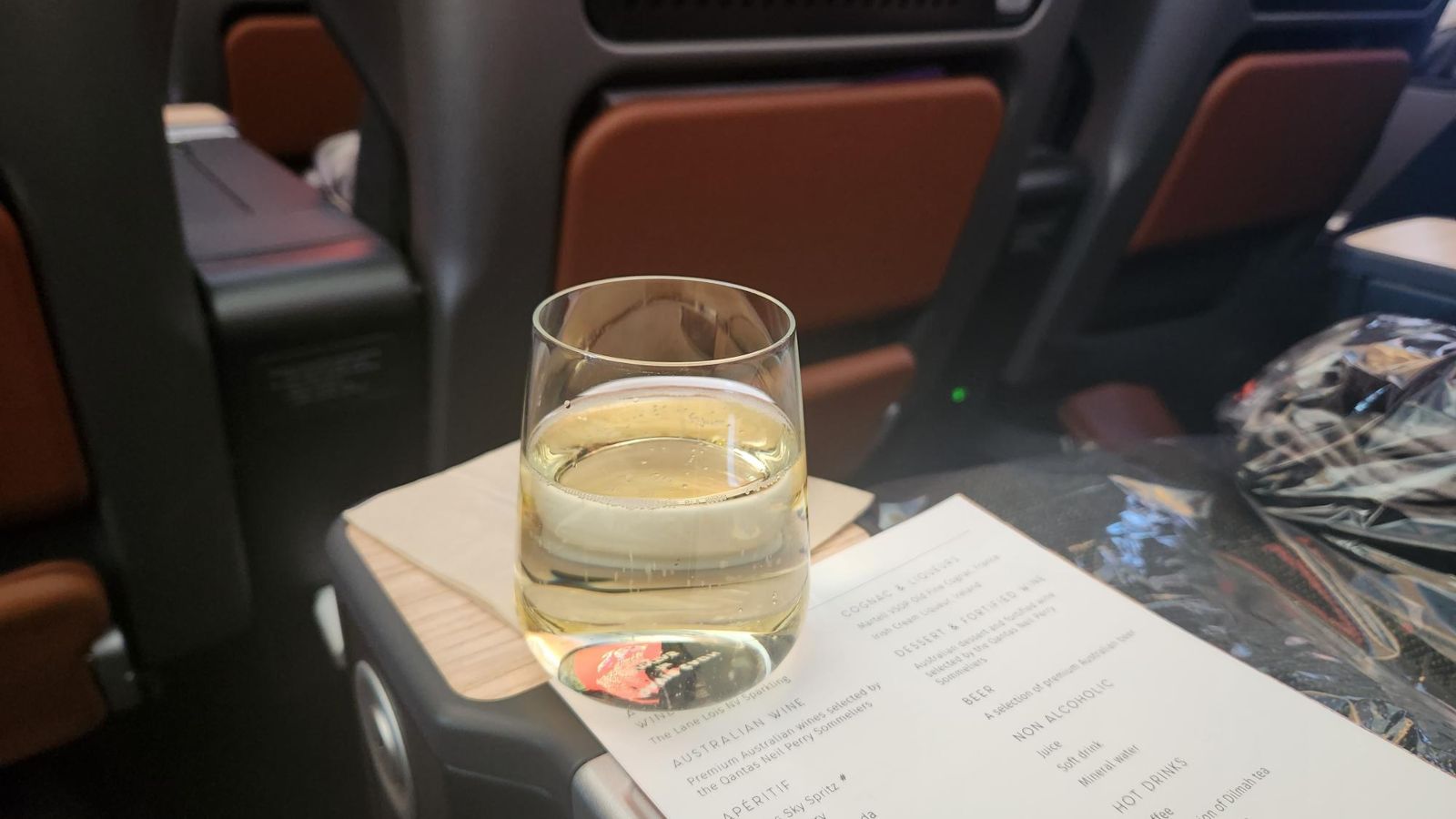 Pre-departure drink on QF9