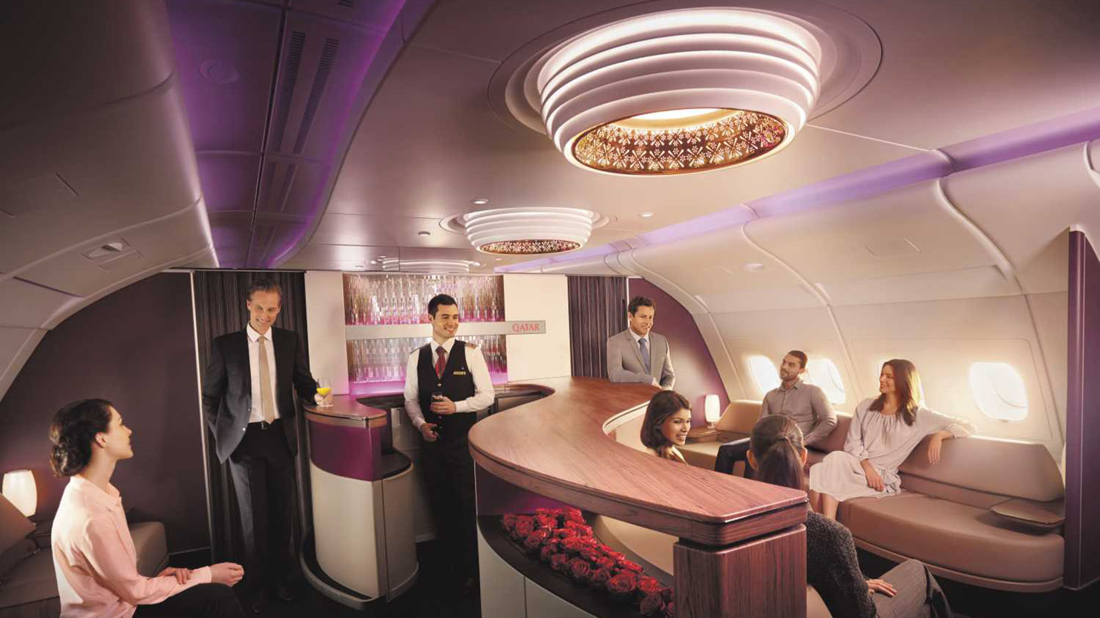 Onboard bar on the Qatar Airways Airbus A380
