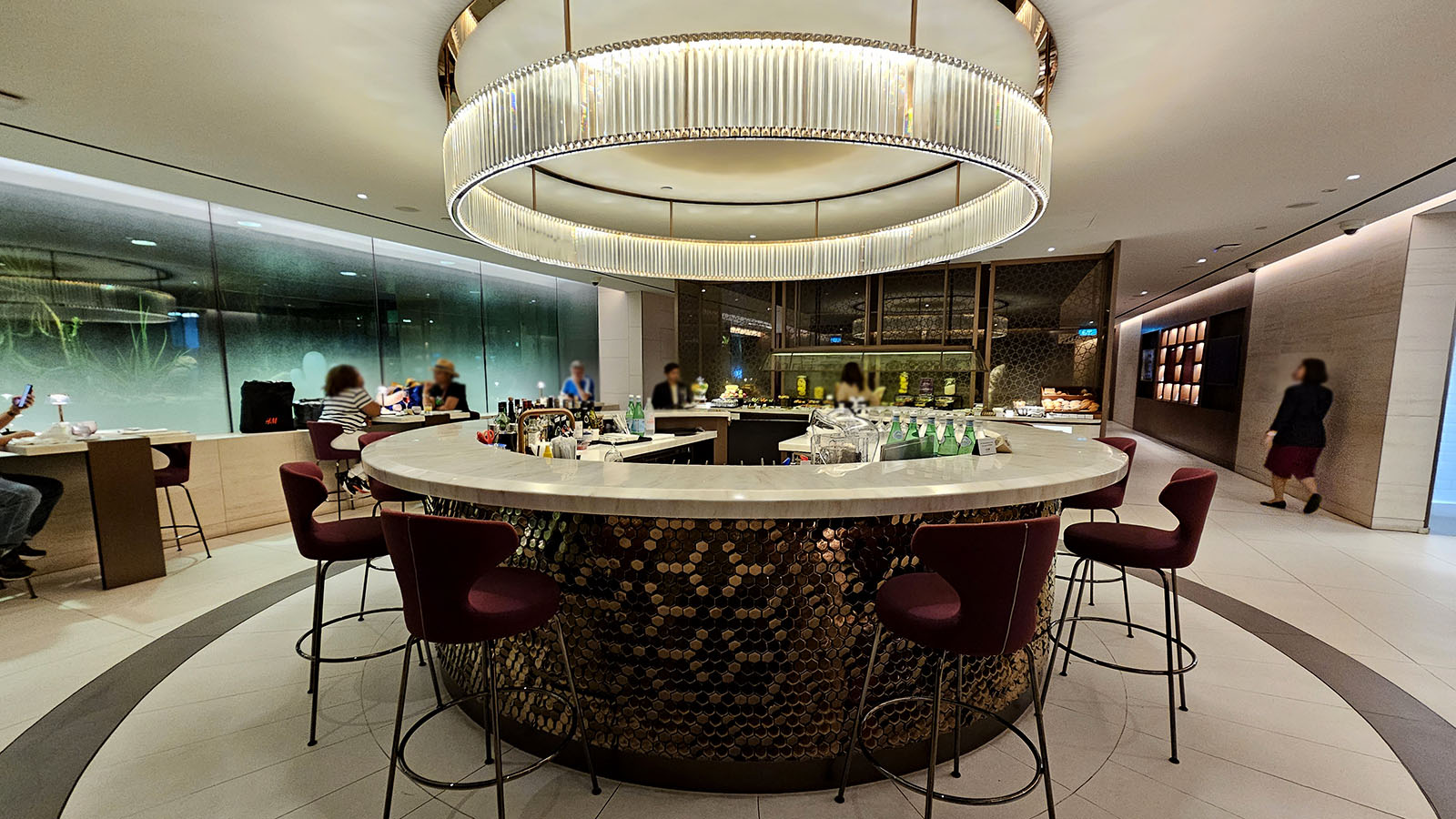 Service area in the Qatar Airways Premium Lounge, Singapore