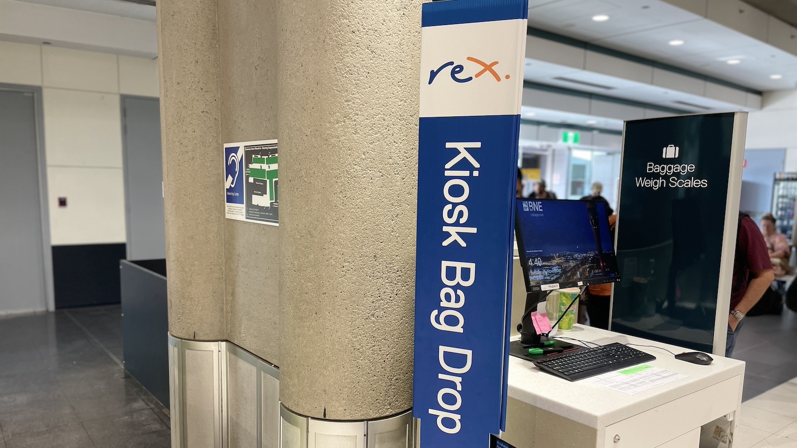 Rex Airlines Brisbane to Sydney Kiosk Bag Drop Sign Point Hacks