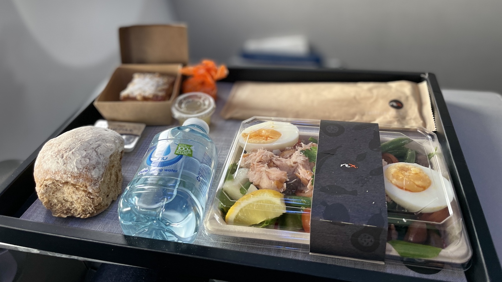 Rex Airlines Brisbane to Sydney Business Class Meal Tuna Salad Point Hacks