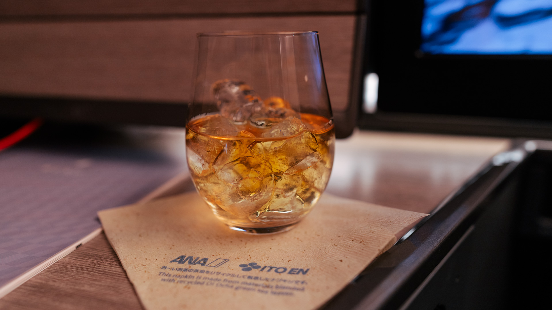 ANA Boeing 777 Business Class whisky.